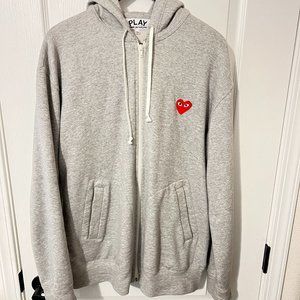 $499 Authentic PLAY by CDG Made in JAPAN Men's Gray Sweat Hoodie Jacket Sz.2XL